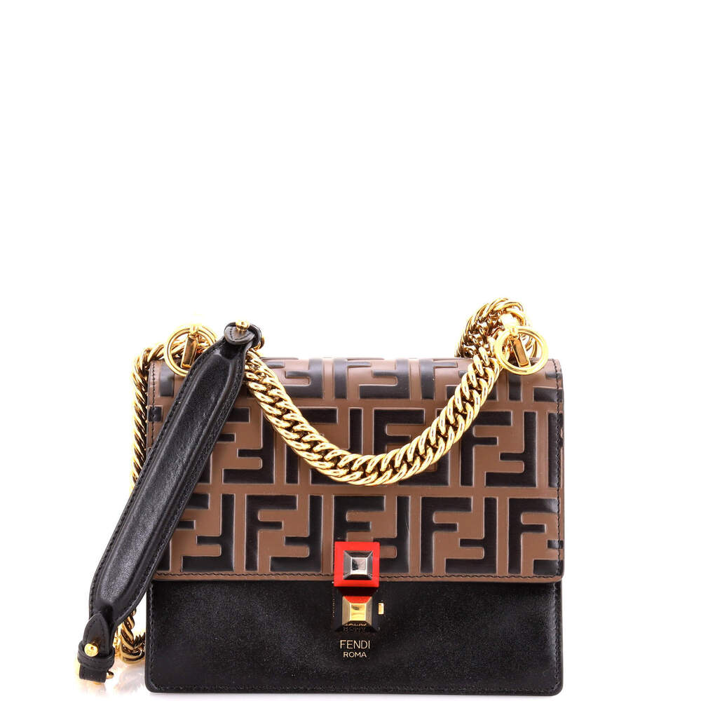 Fendi Small Kan I Bag Zucca Embossed Leather